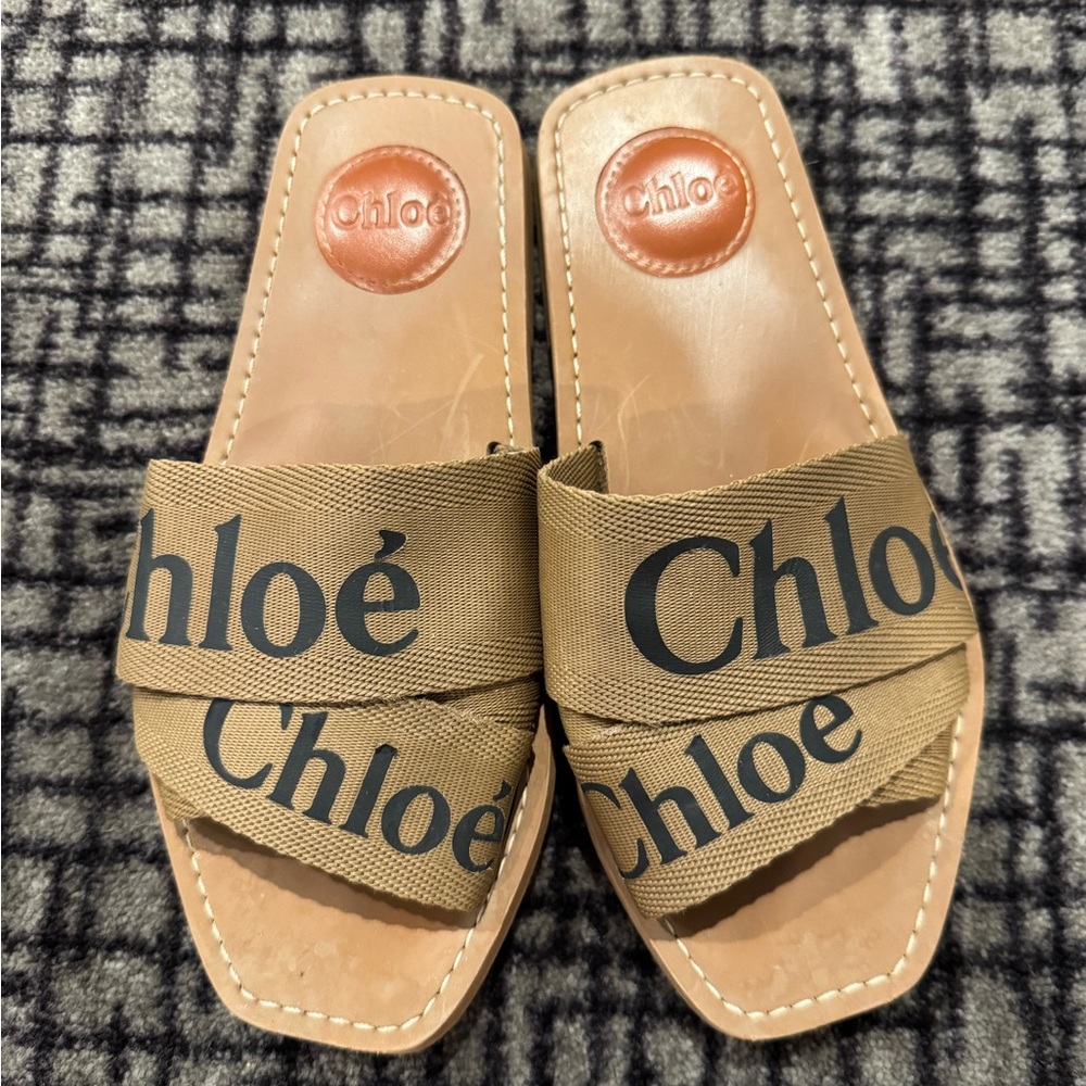 Chloe Tan Leather Sandals Minimalist Design